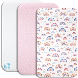 Lovely Hippo Fitted Sheet 80 x 160 cm + 1 Mattress Protector Waterproof Compatible with Cabin Bed 80 x 160 cm Made in Europe (Rainbow, 80 x 160 cm)