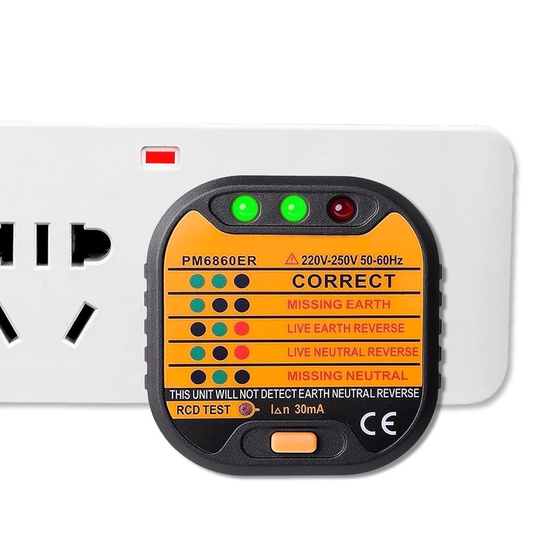 Socket Tester, 220-250V Circuit Polarity Voltage Detector Electric Socket Mains