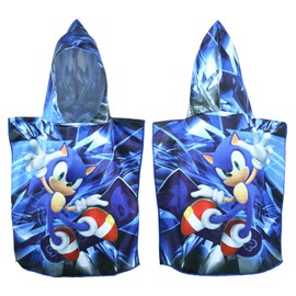 TYLUSPA Children's Bath Towel with Hood, Cartoon Bath Towels Bathrobe Boys Beach Towel Children Ultra Soft and Absorbent Bath Poncho for Girls Boys, Size 50 x 73 cm for 2-6 Years Old (Blue-A)