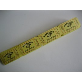 500 Yellow Good For One Drink Consecutively Numbered Raffle Tickets
