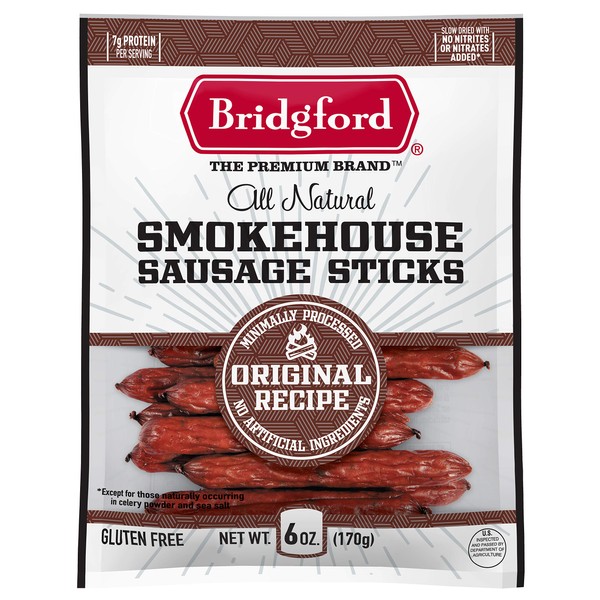 Bridgford Smokehouse Sausage Sticks, Original, 6 oz, Pack of 2