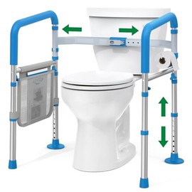 Loyoda Toilet Safety Rails for Seniors, Adjustable Height Toilet Handles for Elderly and Disabled, One-Button Width Adjustment, Foldable Handles, 350 LBS, Toilet Bars Fit Most Toilets