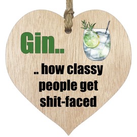 Hanging Wooden Heart Sign Plaque for Gin Lovers - Gifts for Women - Light Wood Hearts Signs, Thank You Gifts, Friendship Plaque, Best Friend Birthday, Christmas, Bridesmaid Gift