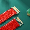 Bemous Red Waist Elastic Cinch Belt Green Sequin Elastic Belt