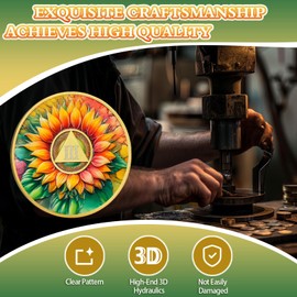 Watercolor Sunflower 3 Year Sobriety Coin - Hope & Growth AA Coin and Medallion, Alcohol Free Recovery Chip with Token Capsule, Alcoholics Anonymous Sobriety Gift for Men & Women