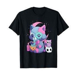 Soft Grunge Aesthetic Kawaii Creepy Raccoon Eating Ramen T-Shirt