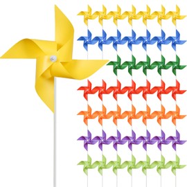 100 Pcs Rainbow Pinwheels - 7 Mixed Colors Plastic Pinwheel Craft for Garden, Lawn, Party Decor | DIY Pinwheels Bulk, Indoor Outdoor Decoration