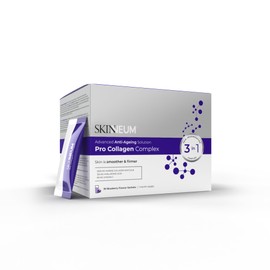 SKINNEUM Pro Collagen Complex (30 Sachets) High Dose Anti-Ageing Agent, 2500 mg Hydrolysed Collagen Type I Hyaluronic Acid Vitamin C, Genetically Engineered Free, Magnesium Stearate-Free, Healthy Skin