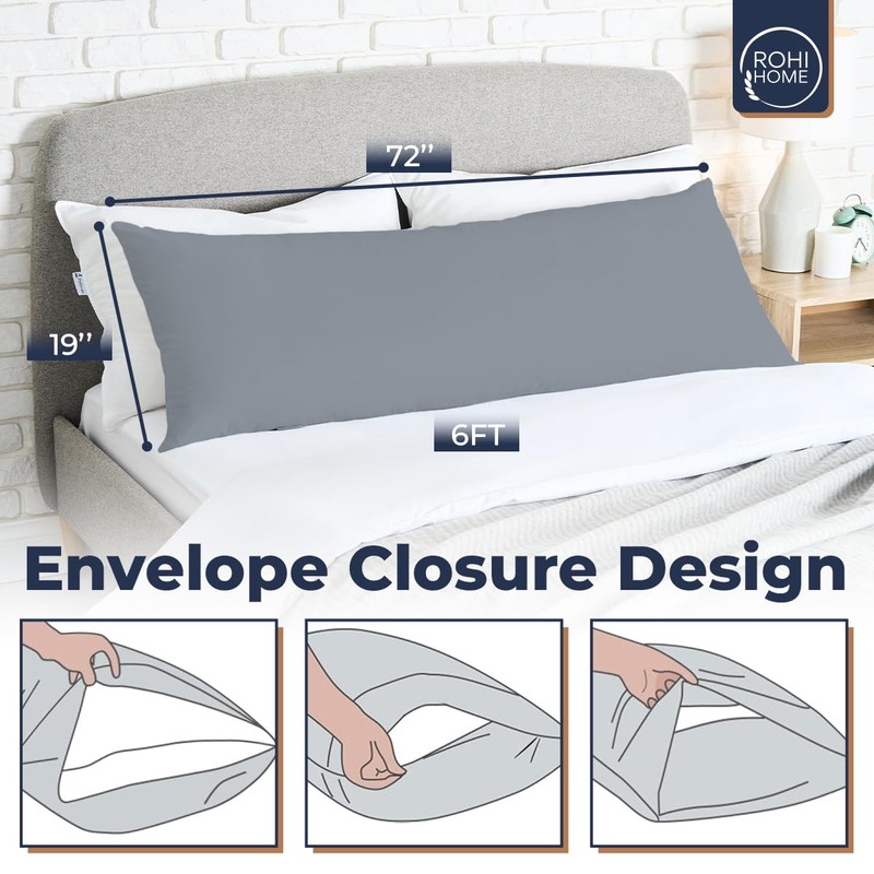 Rohi Bolster Pillow Cases - Soft & Breathable Polycotton Long