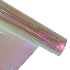 30x135cm Holographic Clear PVC Vinyl 0.4mm Iridescent Laser Transparent Rainbow Film for DIY Hair Clips Patchwork Craft Supplies (Light Pink)