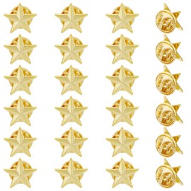 SUPERFINDINGS 24Pcs Alloy Star Brooch Pins with Clutch Back Light Gold Pentagram Pins Brooches Set Tiny 15mm Creative Geometric Badge Tie Tack for Backpack Clothes Jackets Decoration