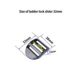 BAIWOAK Ladder Slider 20mm 25mm 32mm 38mm 50mm Plastic Ladder Slider Adjustable Lock Ladder Adjuster for Backpack Webbing Bags Black, black