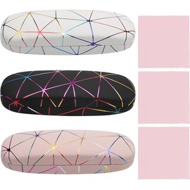 UOCAI 3 Stück Brillenetui Hardcase Bunt, Glasses Case Brillenetui Damen Hartschale, Tragbar Personalisiert mit Brillenputztuch, für Damen Brillen Sonnenbrille