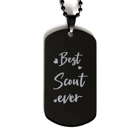 Black Dog Tag, Best Scout Ever, Laser Engraved Tag, Dog Tag for Scout, Gifts for Scout, Necklace