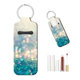 Portable Lip Balm Keychain Holder with Clip, Cute Chapstick Holder for Women and Men(Blue Shiny Dots)