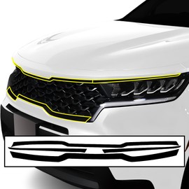 BOGAR TECH DESIGNS Front Chrome Delete Overlay Film Compatible with Kia Sorento 2021-2023, Gloss Black