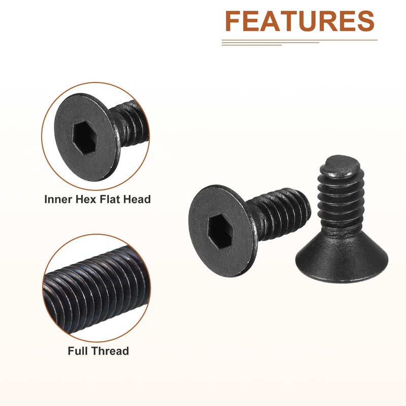 DTGN #6-32x3/8" Flat Head Socket Cap Screws, 50 Pack Hex