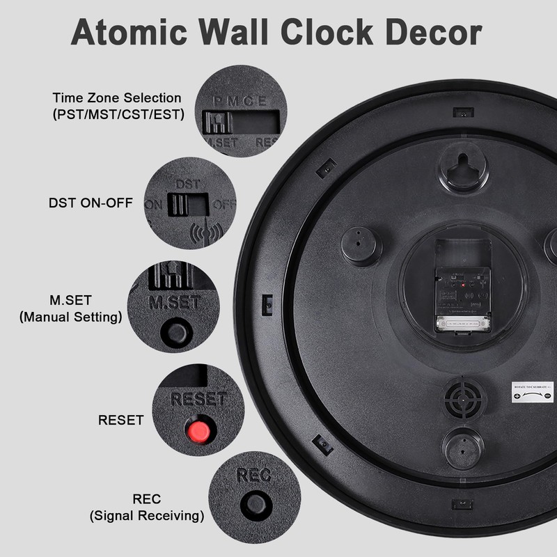 Aurowit Atomic Outdoor Wall Clock 18 Inch Sealed Outdoor Waterproof
