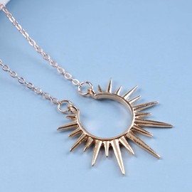 Erimberate Gothic Spikes Rivets Choker Necklace Gold Sunburst Pendant Necklace Rising Sun Choker Necklace Vintage Sunburst Collar Necklace Jewelry for Women and Girls Gifts