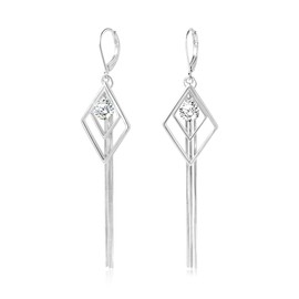 ALEXCRAFT 925 Sterling Silver Long Hanging Earrings, 925 Sterling Silver Drop Earrings Hypoallergenic Crooked Leaf Drop Dangle Earrings Long Snake Chain Tassel Earrings for Women, Silver