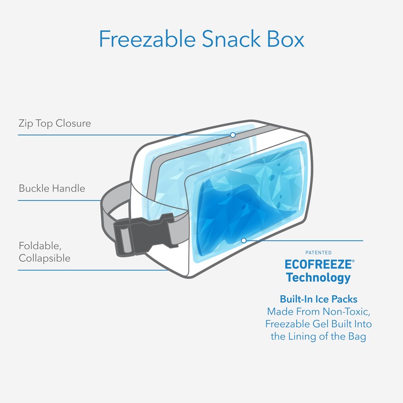 PackIt® Freezable Snack Box, Gray Fog, Built with EcoFreeze® Technology,