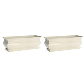 H Potter Herb Pots Indoor Planters with Drainage and Tray White Succulent Planter Window Sill Box Large Rectangular Outdoor Kitchen Flower Pot Garden Succulents Plants Ivory (2)