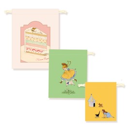 Kurahashi Rei 3-Piece Drawstring YE Yellow KHR008 Kurahashi Rei Set of 3 Pouches Accessories Case Bag in Bag Miscellaneous Goods