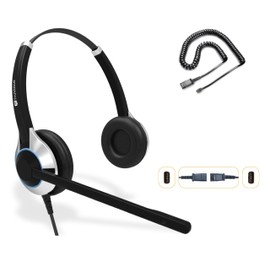 TruVoice HD-550 Premium Headset with Noise Canceling Microphone & HD Sound - Compatible with Yealink, Grandstream, Sangoma, Ooma and Snom Desk Phones