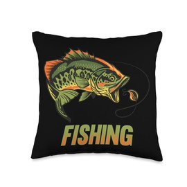 Angler, Fischer, Angel Fish Fish Outifts And Gifts Angel, Angler Fisherman Outfit Bass Fishing Throw Pillow, 16x16, Multicolor