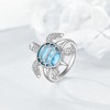VONALA Tortoise Ring 925 Sterling Silver Larimar Turtle Ring Summer