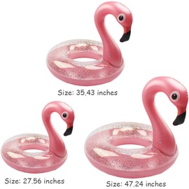 Inflatable Flamingo Swimming Ring, Glitter Pink Swimming Ring, Air Mattress, Pool Floaties, Pool Inflatable Ring, Adults, Children for Pool Party Toy (120)