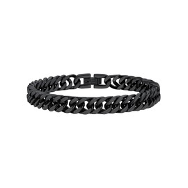 FaithHeart Black Bracelet Men, Stainless Steel Cuban Link Chain Bracelet Hip Hip Jewelry Width 8mm Length 8.2 Inch