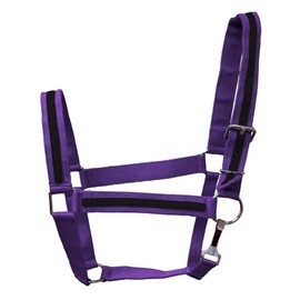 Equitem Draft Horse Size 2 Ply Nylon Halter with Stripe Accent (Purple with Black)