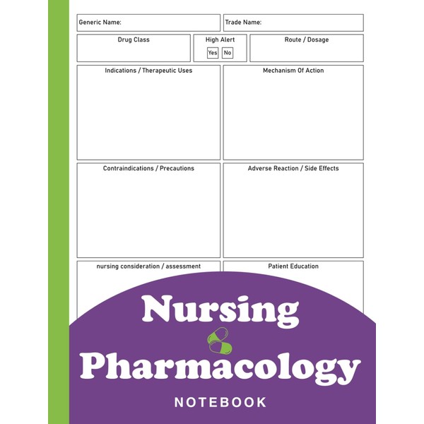 Nursing Pharmacology Notebook | Blank Medication Template Notebook & Note
