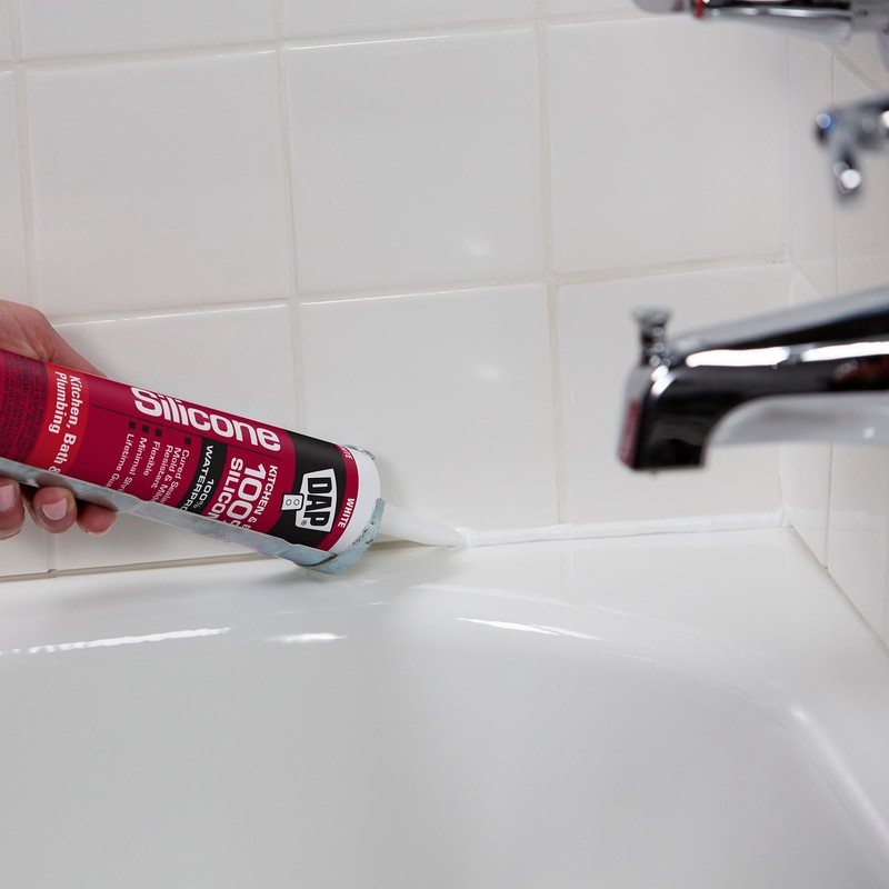 DAP 100% Silicone Rubber Kitchen, Bath & Plumbing Bath Sealant,