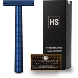HENSON SHAVING AL13 Shaver MEDIUM (Steel BLUE) with 5 Replacement Blades, Shaving Model (Highly Durable, Recommended for Those Who Want to Shave)