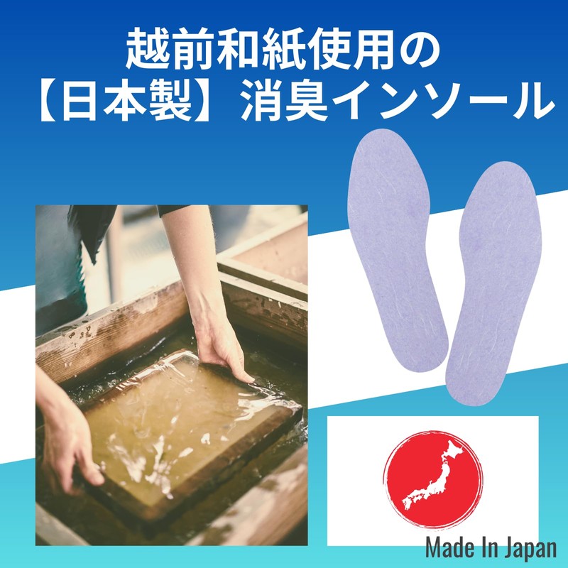 Amelia [Made in Japan/Disposable] Echizen Washi Insoles, Deodorizing, Set of