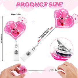 Prasacco Heart Badge Reel Holder, Badge Reel Holder Retractable with ID Clip for Nurse Cute Badge Reel Pink Nursing ID Name Tag Holder for Medical Assistant Nursing Student Doctor Office