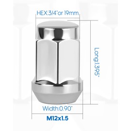 20PCS Lug Nuts, ANGLEWIDE M12x1.5 Solid Chrome Studs Set 1.395"(35.4mm) Height fit for 2013-2015 for Ford for C-Max / 2001-2015 for Ford for Escape / 2011-2014 for Ford for Focus