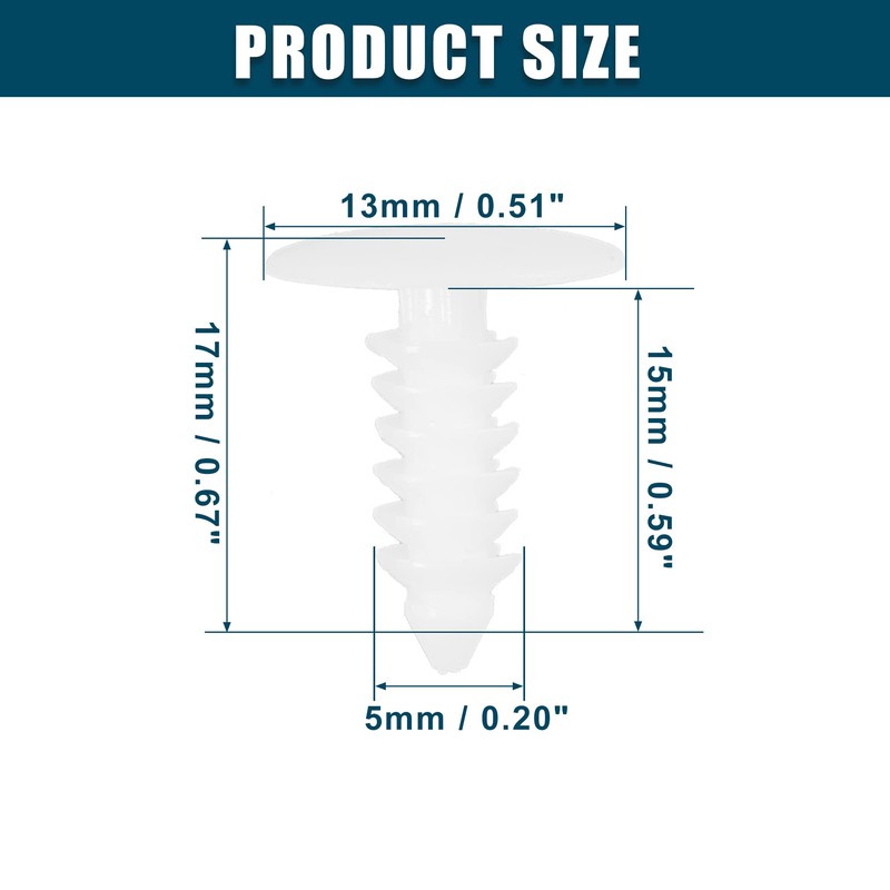ACROPIX Universal 5mm Push Bumper Fastener Rivet Clips White -