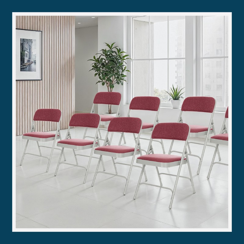 OEF Furnishings OEF2200 Series Heavy-Duty Premium Fabric Padded Upholstery Double-Hinged