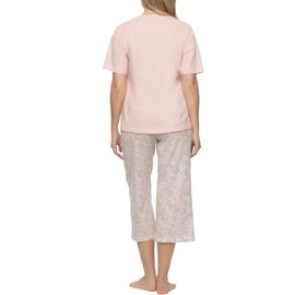 Felina Women's 4 Piece 100% Cotton Sleep Pajama Set, Tee, Tank, Short, and Capri Pant (US, Alpha, X-Large, Regular, Regular, Pink)