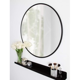 Kate and Laurel Caskill Modern Wall Mirror, 30", Black, Chic, Circular Mirror for Wall Decor