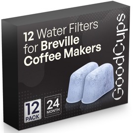 12 Water Filters for Breville Espresso Machines - Replacement Charcoal Filters for Breville Coffee Makers (BWF100 Compatible)
