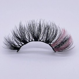 Miss Kiss 1 Pair Lashes with Color, Manga Soft Wispy False Eye Lash, 3D Faux Fairy Mink Eyelash, Natural Color Eyelashes Strip 18 MM (PINK)