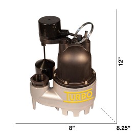 Turbo 1/3HP Cast Iron Submersible Sump Pump with Vertical Switch