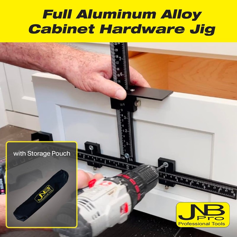 JNB Pro Cabinet Hardware Jig with Center Drill Guide, Hole