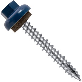 10 X 1-1/2" HI-LO Aluminum Cap Metal Roofing Screws - Gallery Blue Zinc Plated Carbon Steel Shank - EPDM Washer - 1 x 250 Count Pkg
