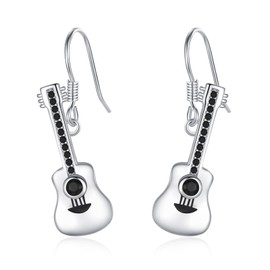 YYmqmq Guitar Earrings for Women 925 Sterling Silver Punk Rock Dangle Earrings Music Jewelry Gifts for Music Lovers