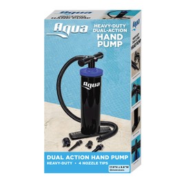 Aqua Dual-Action Hand Pump – Heavy Duty Air Pump with 4 Nozzle Attachments – Black
